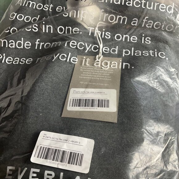 Men’s Everlane Organic Cotton Track Crewneck Sweatshirt renew Small S New Gray - Picture 2 of 4